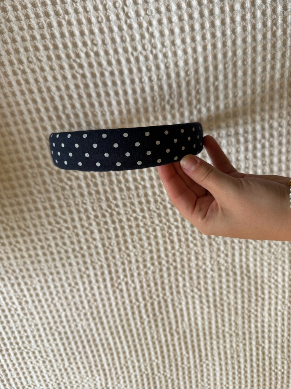 Brandy Melville Polka Dot Navy Fabric Headband